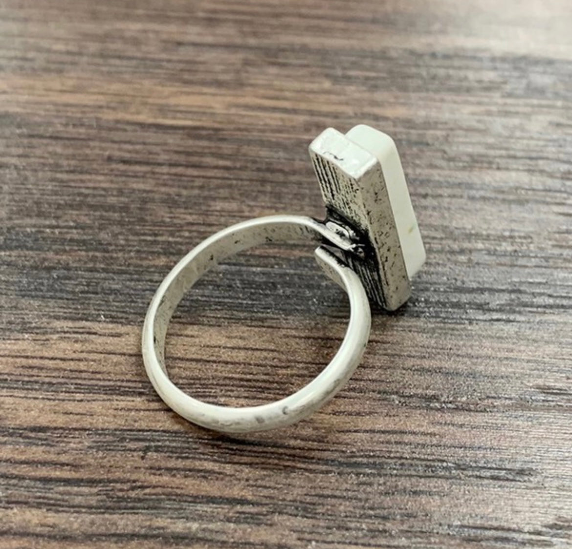 White Bar Adjustable Ring