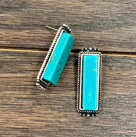 Turquoise Bar Stud Earrings