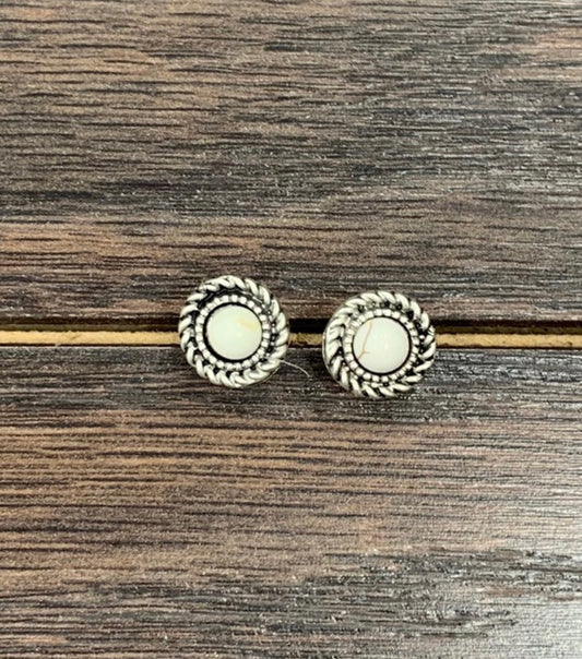 White Stud Earrings