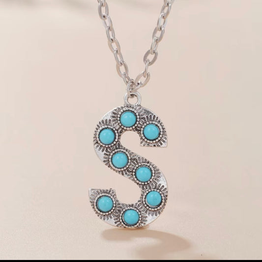 Turquoise Letter Necklace