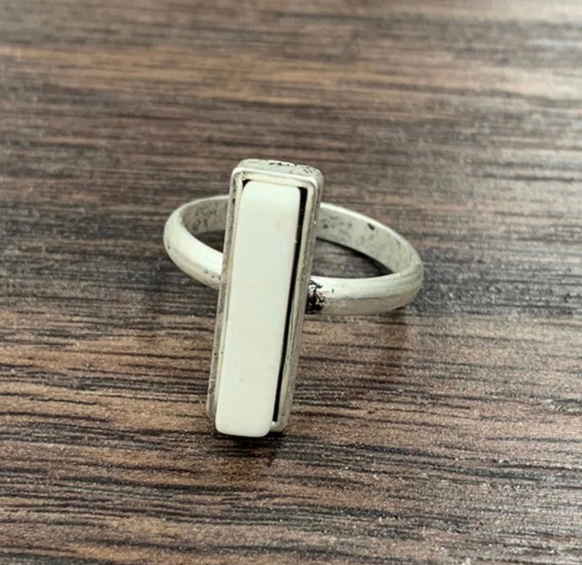 White Bar Adjustable Ring